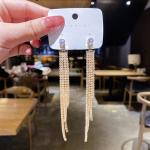 "New Fashion Zircon Leaf Tassel Earrings