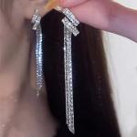 "New Fashion Zircon Leaf Tassel Earrings