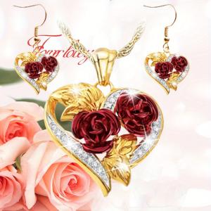 3pcs Elegant Rose Jewelry Set