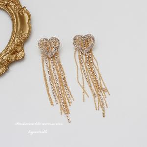 "New Fashion Zircon Leaf Tassel Earrings