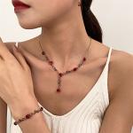 French Style Jewelry Set with Red Rose Flowers