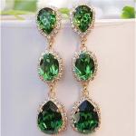 Green Water Drop CZ Earrings