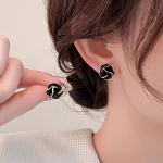 LATS Black Flower Stud Earrings