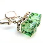 Green Water Drop CZ Earrings