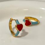 "France-Inspired Light Luxury Enamel Rhinestone Hoop Earrings