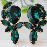 Green Water Drop CZ Earrings