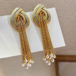 Fashion Simulated Pearl Tassel Earrings