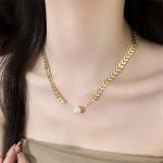 Fashion Camellia Pearl Zircon Necklace
