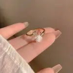 "New Trend Luxury Gold-Plated Stainless Steel Rose Ring for Women.