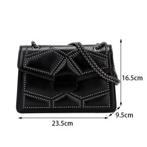 Yogodlns Vintage Rivet Chain Small Shoulder Bag,