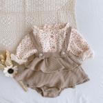 Girl Cotton Set – Long Sleeve Floral Ruffle Shirt & Romper Dress,