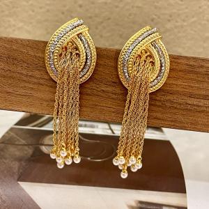 Fashion Simulated Pearl Tassel Earrings