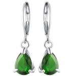 Green Water Drop CZ Earrings