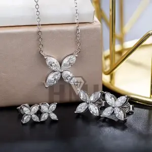 "Real Moissanite Earrings & Necklace
