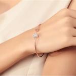 Charm Bracelet Bangles, Love Heart-Shaped Crystal