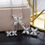 Moissanite Diamond 1CT/2CT Earrings & Pendant Necklace