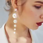 Simulated Pearl Long Earrings – Elegant Statement Jewelry for Women, Perfect for Weddings and Parties.
