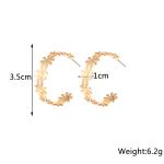 "Bohemian Golden Flower C-Shaped Drop Earrings – Bold, Geometric, and Perfect for Statement Looks!"