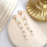 Simulated Pearl Long Earrings – Elegant Statement Jewelry for Women, Perfect for Weddings and Parties.