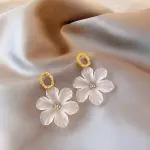 White Flower Dangle Earrings