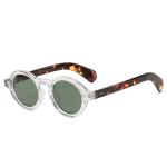 SO&EI Retro Round Polarized Sunglasses, UV400, Rivet Decoration, Leopard Design.