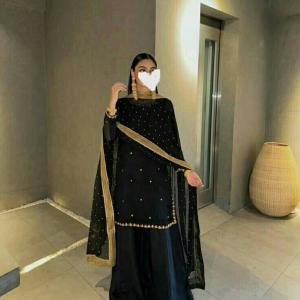 Gota Kinari Suit with Farshi Shalwar