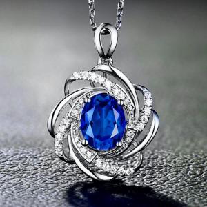 Zircon Flower Spiral Necklace – Stainless Steel, Elegant Crystal Design, Perfect Gift for Women.