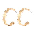 "Bohemian Golden Flower C-Shaped Drop Earrings – Bold, Geometric, and Perfect for Statement Looks!"