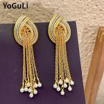 Fashion Simulated Pearl Tassel Earrings – Elegant Temperament Design for Women, Perfect Gift and Ear Accessories.