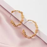 "Bohemian Golden Flower C-Shaped Drop Earrings – Bold, Geometric, and Perfect for Statement Looks!"
