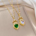Titanium Steel Crown Love Necklace – Sparkling Rhinestone Design, Simple and Elegant Wedding Pendant for Ladies.