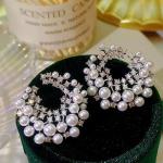 Korean Silver Big Pearl Hoop Earrings – Exquisite Vintage C-Shape, Irregular Semicircular Design for Women.