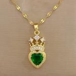Titanium Steel Crown Love Necklace – Sparkling Rhinestone Design, Simple and Elegant Wedding Pendant for Ladies.