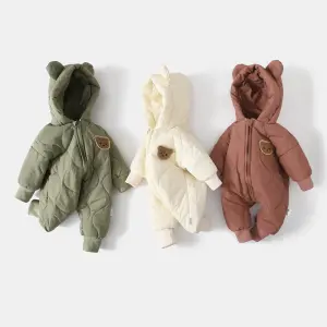 Baby Clothing Cartoon Bear Infant Jumpsuit, Warm Thick Newborn Overalls.