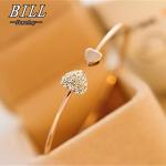 Charm Bracelet Bangles, Love Heart-Shaped Crystal